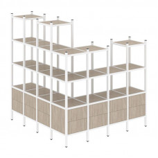 Loft Угловой внешний стеллаж наборный VR.L-55 Дуб Аттик/Металл Белый 1694*1694*1869