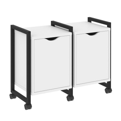 Loft Тумба на колесных опорах VR.L-TN-2.K Белый Бриллиант/Металл Черный 970*460*767