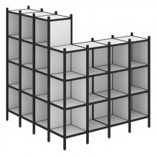 Loft Угловой внешний стеллаж наборный VR.L-60 Белый Бриллиант/Металл Черный 1694*1694*1869