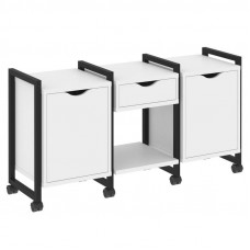 Loft Тумба на колесных опорах VR.L-TN-7.K Белый Бриллиант/Металл Черный 1440*460*767