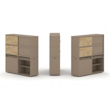 Estetica Набор №23. Тумба двойная+высокая надставка ES.NB.2V-23 Латте/Тиквуд Светлый 1500*410*1520