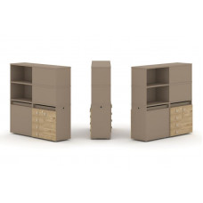 Estetica Набор №19. Тумба двойная+высокая надставка ES.NB.2V-19 Латте/Тиквуд Светлый 1500*410*1520