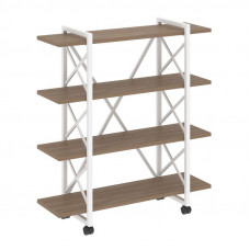 Loft Стеллаж на колесных опорах-4 полки VR.L-MST.K-4.8V Дуб Аризона/Металл Белый 1200*400*1334