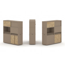 Estetica Набор №33. Тумба двойная+высокая надставка ES.NB.2V-33 Латте/Тиквуд Светлый 1500*410*1520