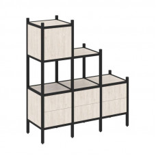 Loft Прямой стеллаж VR.L-12 Денвер Светлый/Металл Черный 1278*446*1458