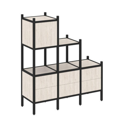 Loft Прямой стеллаж VR.L-12 Денвер Светлый/Металл Черный 1278*446*1458