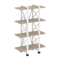 Loft Стеллаж на колесных опорах-4 полки VR.L-MST.K-4.4V Дуб Аттик/Металл Белый 800*400*1334