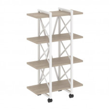Loft Стеллаж на колесных опорах-4 полки VR.L-MST.K-4.4V Дуб Аттик/Металл Белый 800*400*1334