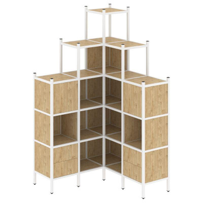 Loft Угловой внутренний стеллаж VR.L-45 Тиквуд Светлый/Металл Белый 1278*1278*2280