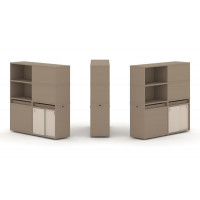 Estetica Набор №21. Тумба двойная+высокая надставка ES.NB.2V-21 Латте/Капучино 1500*410*1520
