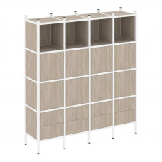 Loft Прямой стеллаж VR.L-09 Дуб Аттик/Металл Белый 1694*446*1869