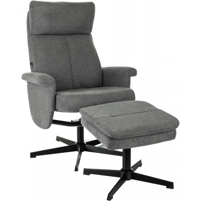 Кресло Бюрократ _Baron с пуфом серый