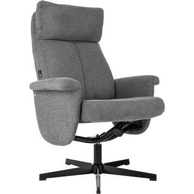 Кресло Бюрократ _Baron с пуфом серый