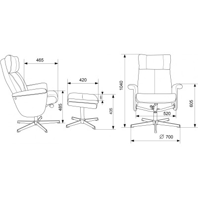 Кресло Бюрократ _Baron с пуфом серый