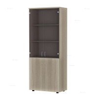 Шкаф для документов высокий, тонированное стекло Р.Ш-2СТ Дуб Сонома светлая