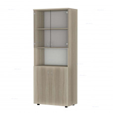 Шкаф для документов высокий, прозрачное стекло Р.Ш-4СБ Дуб Сонома светлая