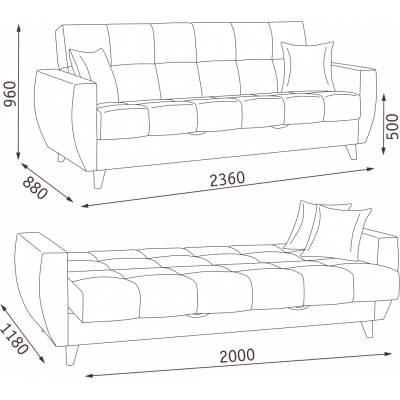 Диван Бетти 2 БД, ткань Luma 06 (какао велюр)