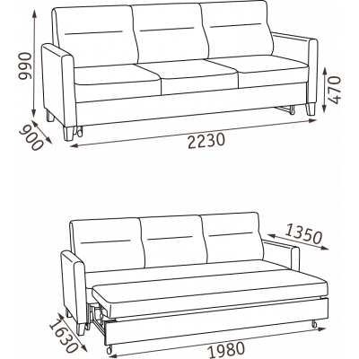 Диван МАРСЕЛЬ БД, ткань Denmark 12 (темно-зеленый) рогожка