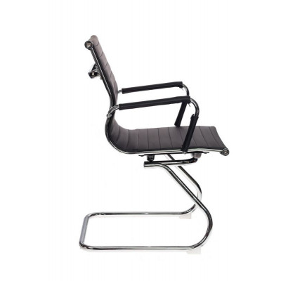 Кресло Бюрократ CH-883-LOW-V черный экокожа низк.спин. полозья металл хром