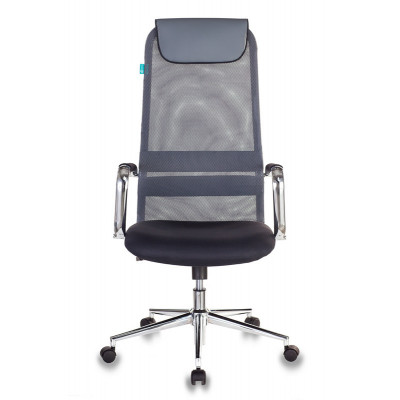 Кресло руководителя Бюрократ KB-9N темно-серый TW-04 TW-12 сетка/ткань с подголов. крестов. металл хром