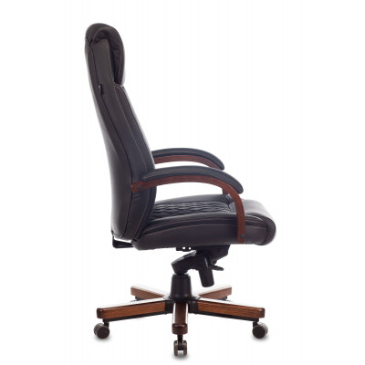 Кресло руководителя Бюрократ T-9924WALNUT черный кожа крестов. металл/дерево