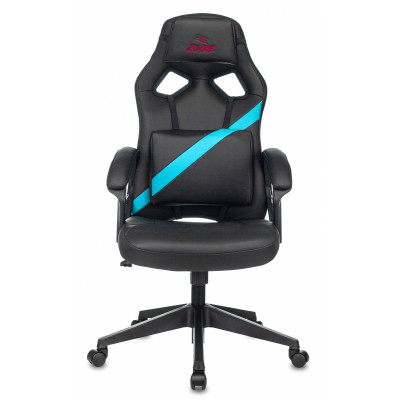 Кресло игровое Zombie Driver черный/голубой экокожа с подголов. крестов. пластик