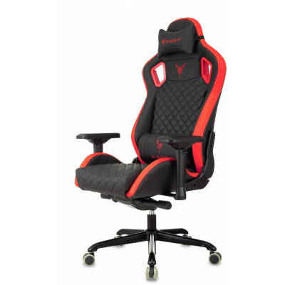 Кресло игровое Knight Titan черный/красный ромбик экокожа с подголов. крестов. металл