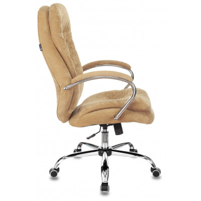 Кресло руководителя Бюрократ T-9950SL Fabric горчичный Velvet 73 крестов. металл хром