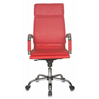 Кресло руководителя Бюрократ CH-993 красный экокожа крестов. металл хром