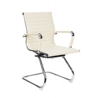 Кресло Бюрократ CH-883-LOW-V слоновая кость экокожа низк.спин. полозья металл хром