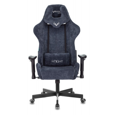 Кресло игровое Zombie VIKING KNIGHT Fabric синий Light-27 с подголов. крестов. металл