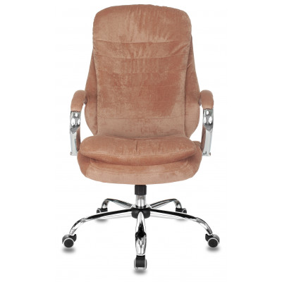 Кресло руководителя Бюрократ T-9950SL Fabric светло-коричневый Velvet 90 крестов. металл хром