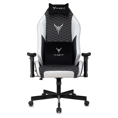 Кресло игровое Knight Neon черный/серебряный соты экокожа с подголов. крестов. металл