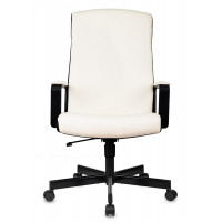 Кресло руководителя Бюрократ DOMINUS белый/черный экокожа крестов. металл