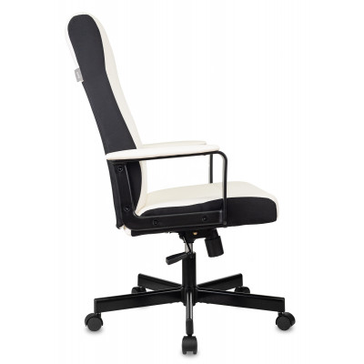 Кресло руководителя Бюрократ DOMINUS белый/черный экокожа крестов. металл