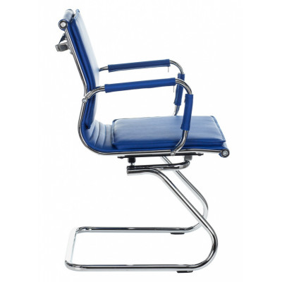 Кресло Бюрократ CH-993-Low-V синий экокожа низк.спин. полозья металл хром