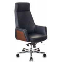 Кресло руководителя Бюрократ _Antonio черный кожа крестов. Алюминий