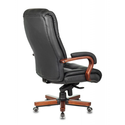 Кресло руководителя Бюрократ T-9925WALNUT черный кожа/иск.кожза крестов. металл/дерево