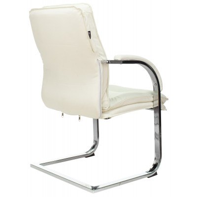 Кресло Бюрократ T-9927SL-LOW-V слоновая кость кожа низк.спин. полозья металл хром