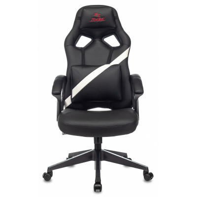 Кресло игровое Zombie Driver черный/белый экокожа с подголов. крестов. пластик