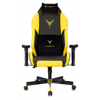 Кресло игровое Knight Neon черный/желтый соты экокожа с подголов. крестов. металл