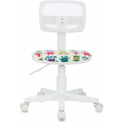 Кресло детское Бюрократ CH-W299 белый TW-15 сиденье мультиколор монстры сетка/ткань крестов. пластик пластик белый
