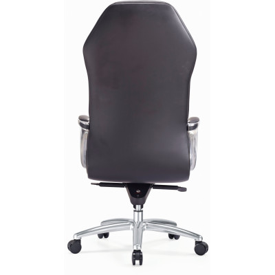 Кресло руководителя Бюрократ _Aura черный кожа крестов. алюминий