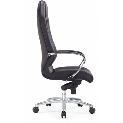 Кресло руководителя Бюрократ _Aura черный кожа крестов. алюминий