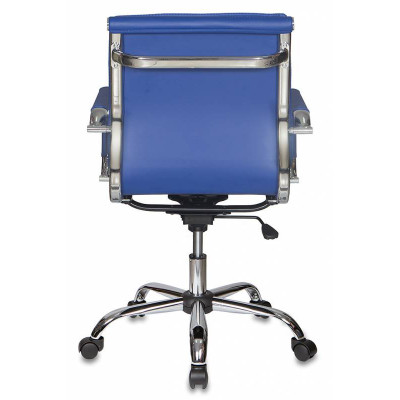 Кресло руководителя Бюрократ CH-993-Low синий экокожа низк.спин. крестов. металл хром