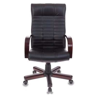 Кресло руководителя Бюрократ KB-10WALNUT черный экокожа крестов. металл/дерево