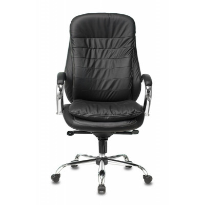 Кресло руководителя Бюрократ T-9950 черный кожа крестов. металл хром