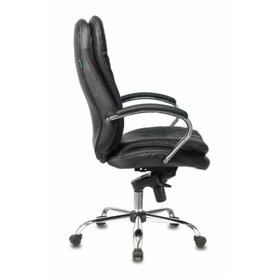 Кресло руководителя Бюрократ T-9950 черный кожа крестов. металл хром