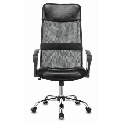 Кресло руководителя Бюрократ CH-600SL черный экокожа/сетка крестов. металл хром