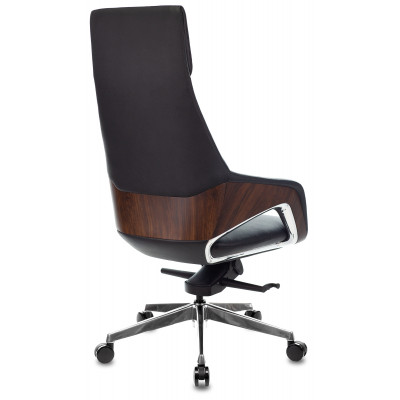 Кресло руководителя Бюрократ _DAO-2 черный кожа с подголов. крестов. алюминий